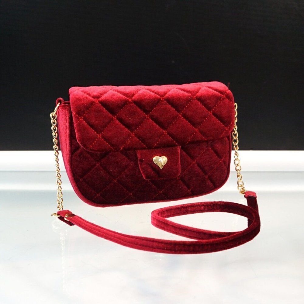 H And M Womens Quilted Shoulder Bag Mini Red Burgundy H&M